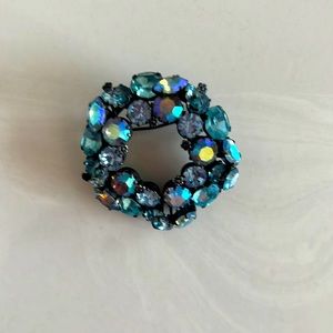 Vintage Austrian Blue Crystal Brooch